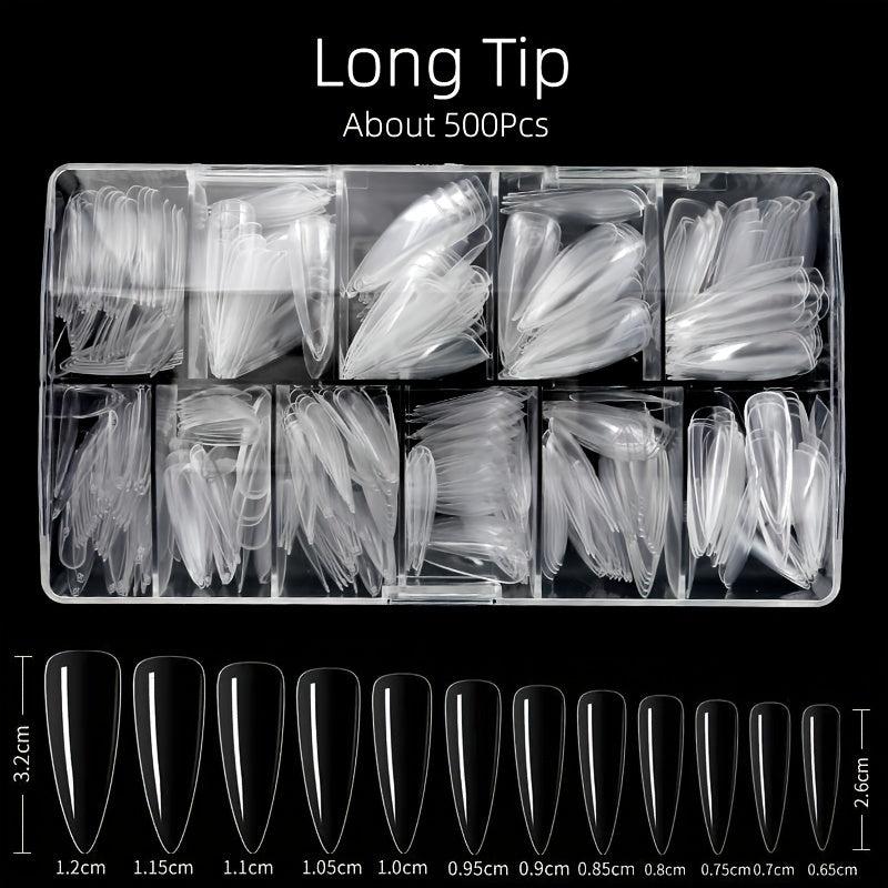 500pcs Soft Gel Nail Tips Clear Acrylic Nail Tips Pre-shaped False Nail Tips