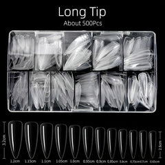 500pcs Soft Gel Nail Tips Clear Acrylic Nail Tips Pre-shaped False Nail Tips