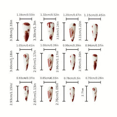 24pcs Glossy Halloween Press On Nails Red Blood Full Cover Long Stilet
