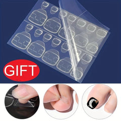 24pcs Green Square Toenail Tips w/ Glue for Lady Foot Nail Art & DIY Manicures
