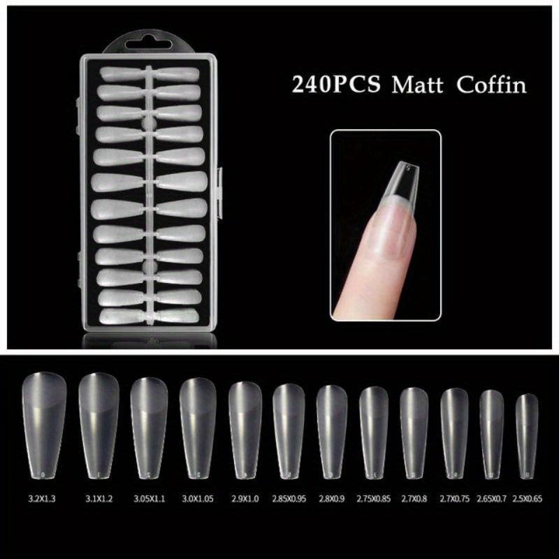 240pcs Clear Soft Gel Nail Tips No Creases Matte Full Cover DIY Nail Art