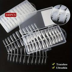 240pcs Clear Soft Gel Nail Tips No Creases Matte Full Cover DIY Nail Art