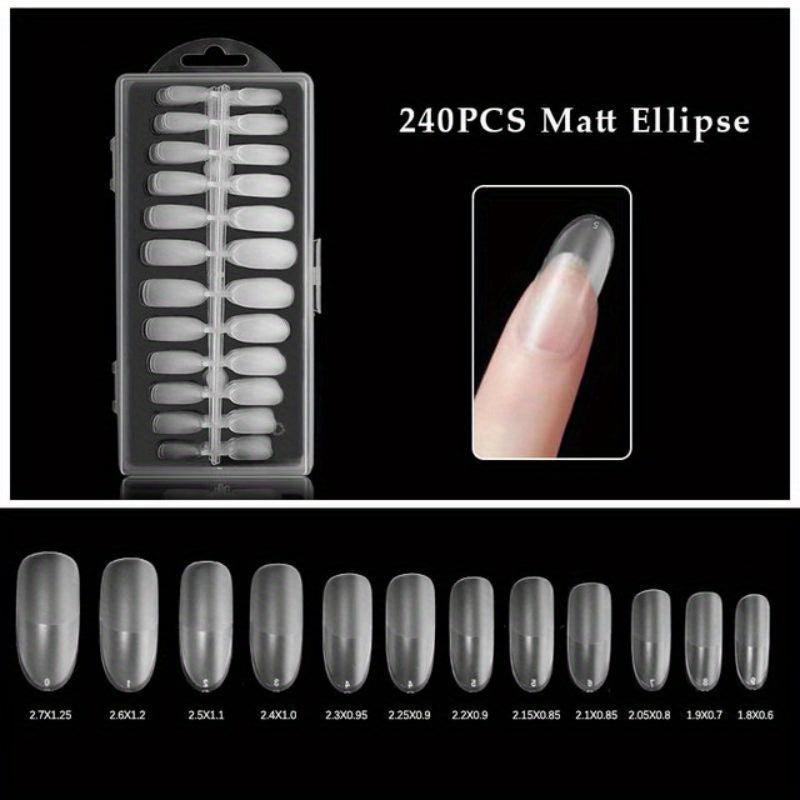 240pcs Clear Soft Gel Nail Tips No Creases Matte Full Cover DIY Nail Art