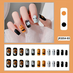 Funny Ghost Pumpkin Press On Nails Full Cover Stick On Nails