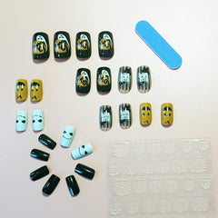 Funny Ghost Pumpkin Press On Nails Full Cover Stick On Nails