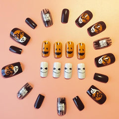 Funny Ghost Pumpkin Press On Nails Full Cover Stick On Nails