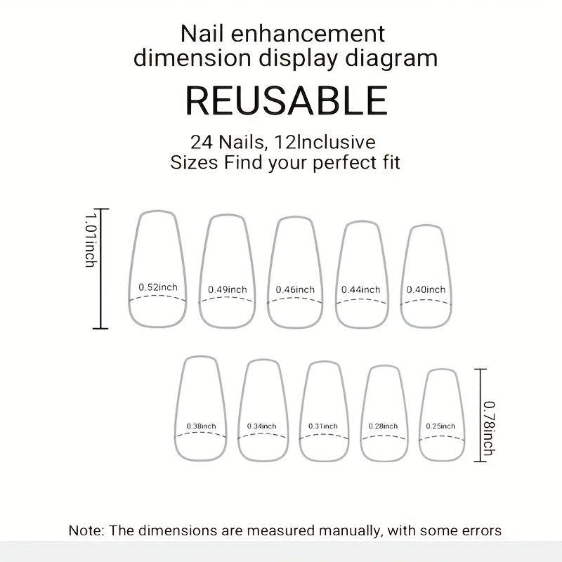 Heart Pattern Coffin Press On Nails Short French Ballerina False Nails