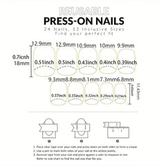 24pcs Short Square False Nails for Women and Girls