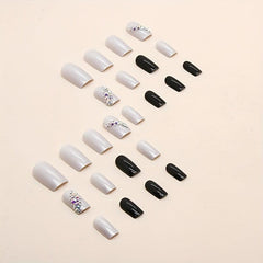 24 pcs Glossy Press On Nails with 3D Rhinestones - Easy to Apply and Remove