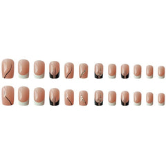 24 Pcs Pink Ballet False Nails With Glue