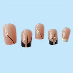 24 Pcs Pink Ballet False Nails With Glue