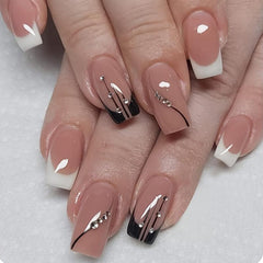 24 Pcs Pink Ballet False Nails With Glue