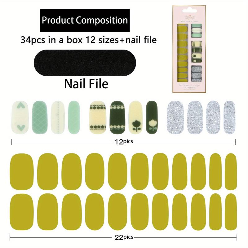 34 Pcs Nail Stickers Fashionable Self Adhesive Decal For Women And Girls