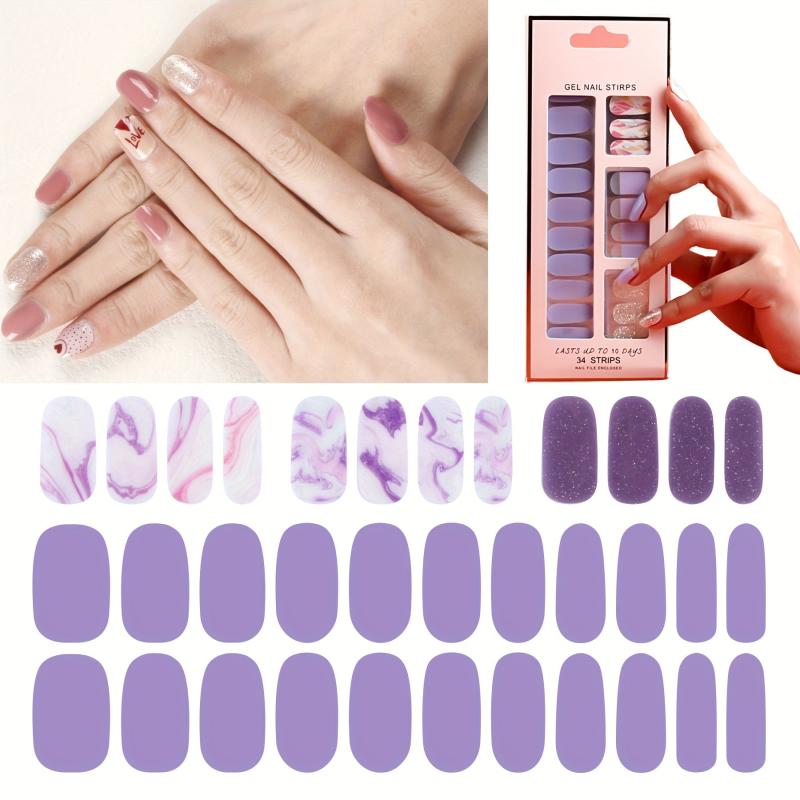 34 Pcs Nail Stickers Fashionable Self Adhesive Decal For Women And Girls