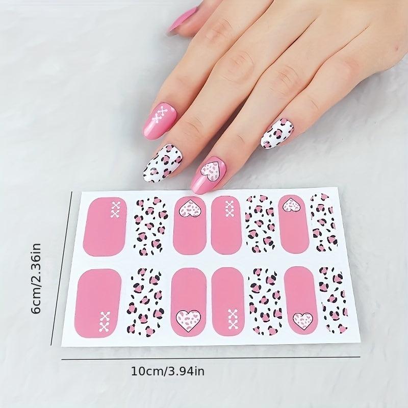14pcs Heart Flower Nail Polish Sticker Self Adhesive Nail Strips