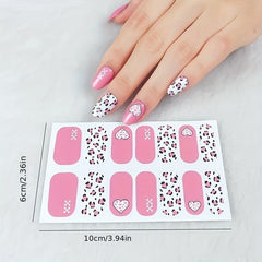 14pcs Heart Flower Nail Polish Sticker Self Adhesive Nail Strips