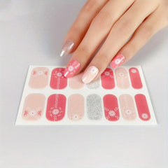 14pcs Heart Flower Nail Polish Sticker Self Adhesive Nail Strips