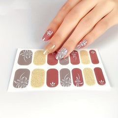 14pcs Heart Flower Nail Polish Sticker Self Adhesive Nail Strips