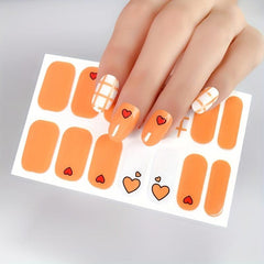 14pcs Heart Flower Nail Polish Sticker Self Adhesive Nail Strips