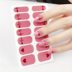 14pcs Heart Flower Nail Polish Sticker Self Adhesive Nail Strips