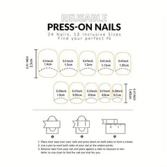 24pcs Hot Pink Press On Nails Full Cover Short Square False Nails for Daily Wear