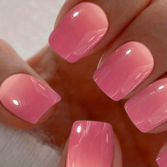 24pcs Hot Pink Press On Nails Full Cover Short Square False Nails for Daily Wear