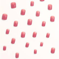 24pcs Hot Pink Press On Nails Full Cover Short Square False Nails for Daily Wear