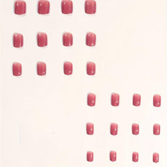 24pcs Hot Pink Press On Nails Full Cover Short Square False Nails for Daily Wear