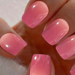 24pcs Hot Pink Press On Nails Full Cover Short Square False Nails for Daily Wear