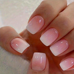 24pcs Hot Pink Press On Nails Full Cover Short Square False Nails for Daily Wear