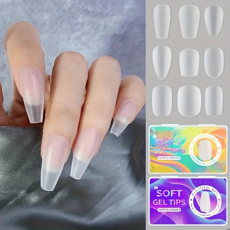420 Pcs Matte Acrylic False Nails Tips Press On Nails