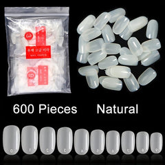 600Pcs Gel Nail Tips Medium Oval False Nail Tips