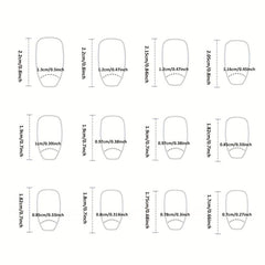 24pcs Short Square False Nails Caramel Amber Cartoon Heart Various Styles