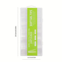 Acrylic False Nails Long Coffin C Curved Stiletto Full Cover 240Pcs Box