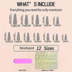 24pcs Halloween Coffin Nails Skulls Spider Webs Blood Designs Glossy False Nails