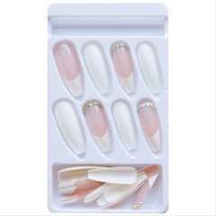 24 pcs Glossy French Edges False Nails with 3D Decor