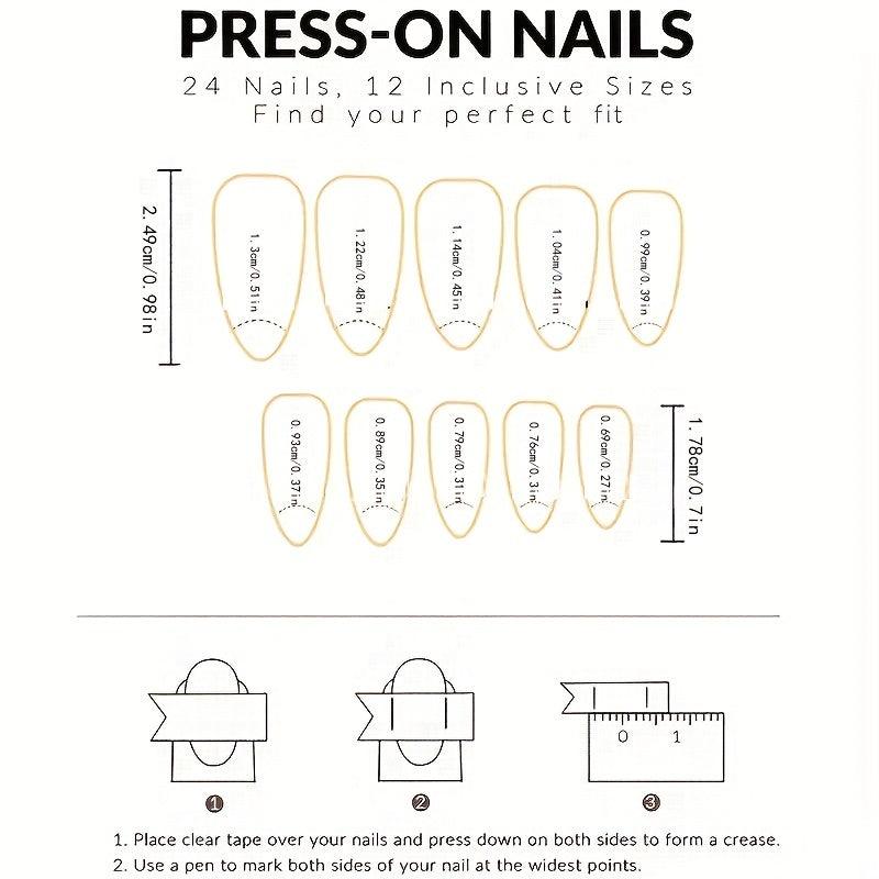 Long Almond Press On Nails Cherry Chocolate Glossy Acrylic False Nails