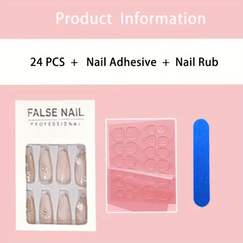 Pink Coffin Press On Nails Glossy Medium Full Cover False Nails