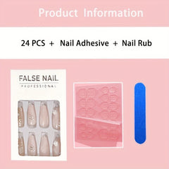 Pink Coffin Press On Nails Glossy Medium Full Cover False Nails