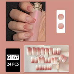 Pink Coffin Press On Nails Glossy Medium Full Cover False Nails