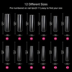 240Pcs Tapered Square Nail Tips Full Cover Press On Nails