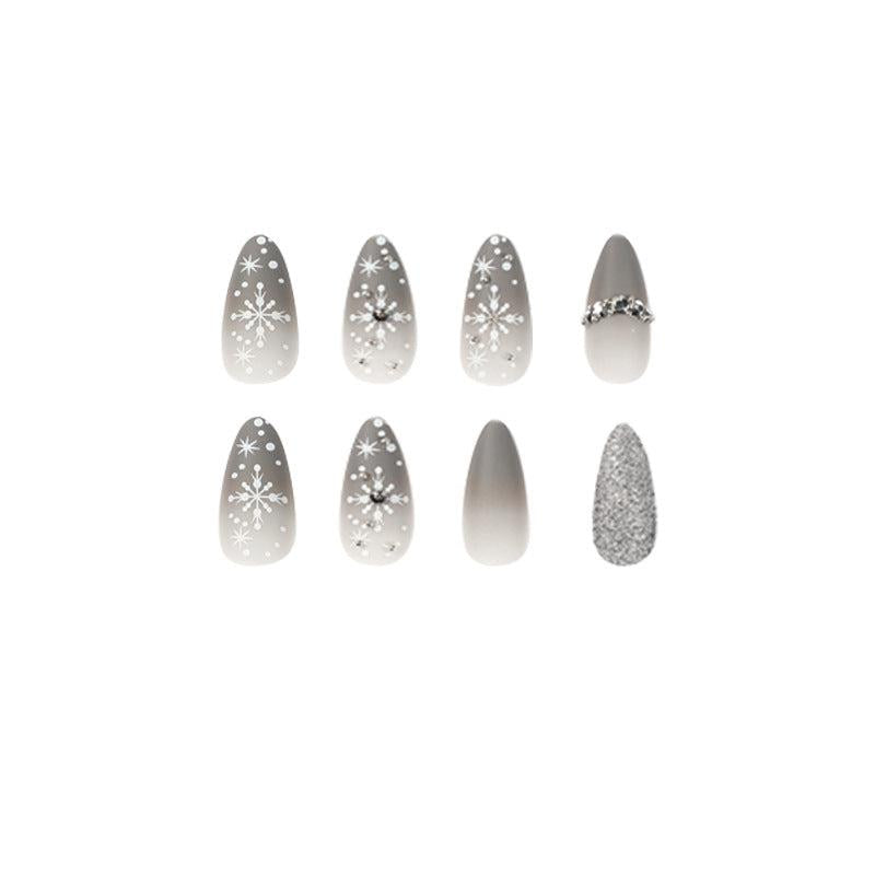 24pcs Christmas Snowflake Diamond Glitter Press On False Nails