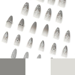 24pcs Christmas Snowflake Diamond Glitter Press On False Nails