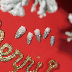24pcs Christmas Snowflake Diamond Glitter Press On False Nails