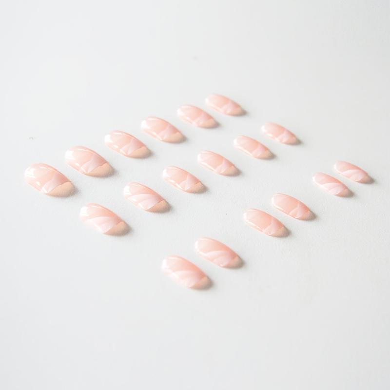 24 pcs Pink French Tip Press On Nails Short Acrylic False Nails