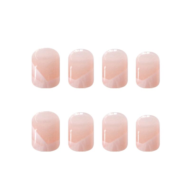 24 pcs Pink French Tip Press On Nails Short Acrylic False Nails