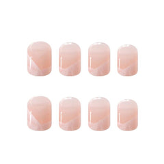 24 pcs Pink French Tip Press On Nails Short Acrylic False Nails