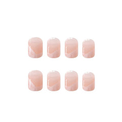 24 pcs Pink French Tip Press On Nails Short Acrylic False Nails