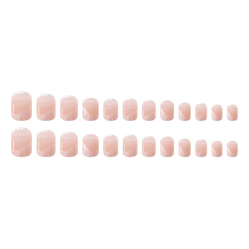 24 pcs Pink French Tip Press On Nails Short Acrylic False Nails