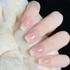 24 pcs Pink French Tip Press On Nails Short Acrylic False Nails
